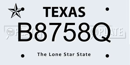 B8758Q Texas License Plate