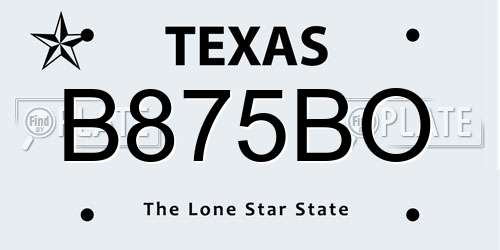 B875BO Texas License Plate