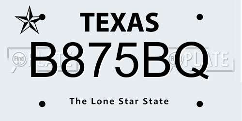 B875BQ Texas License Plate