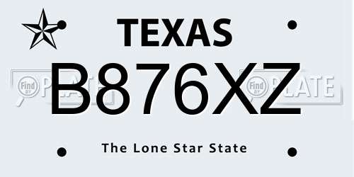 B876XZ Texas License Plate