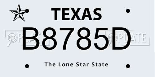 B8785D Texas License Plate