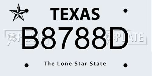 B8788D Texas License Plate