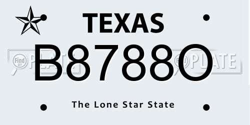 B8788O Texas License Plate