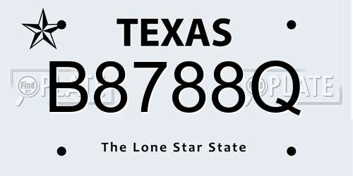 B8788Q Texas License Plate