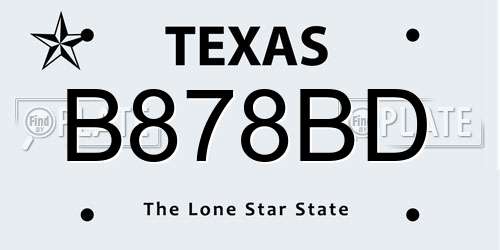 B878BD Texas License Plate