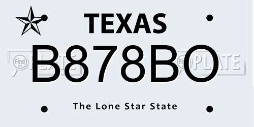 B878BO Texas License Plate