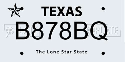 B878BQ Texas License Plate