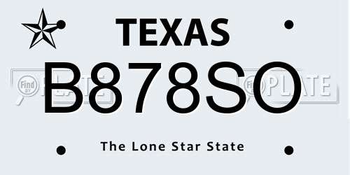 B878SO Texas License Plate