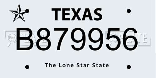 B879956 Texas License Plate