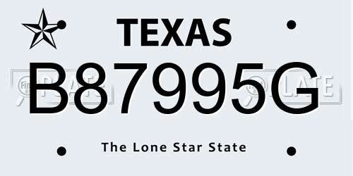 B87995G Texas License Plate