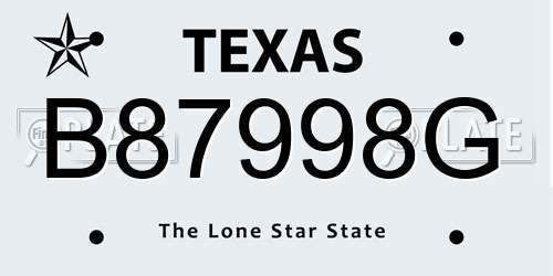 B87998G Texas License Plate