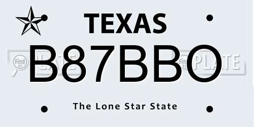 B87BBO Texas License Plate