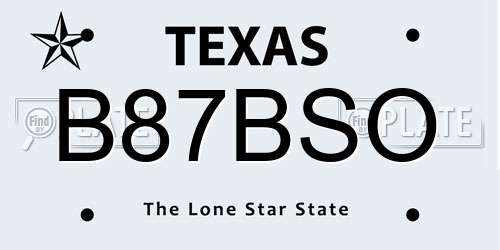 B87BSO Texas License Plate
