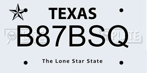 B87BSQ Texas License Plate