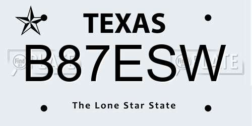 B87ESW Texas License Plate