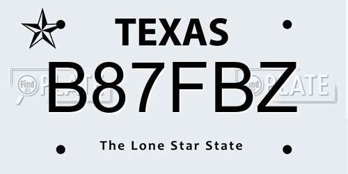 B87FBZ Texas License Plate