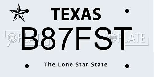 B87FST Texas License Plate
