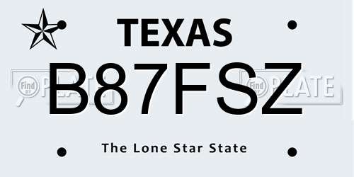 B87FSZ Texas License Plate