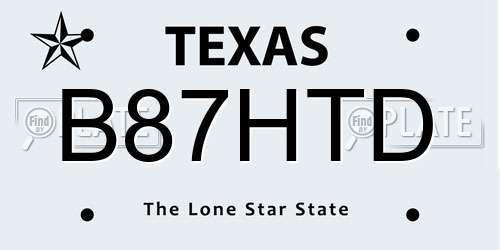 B87HTD Texas License Plate