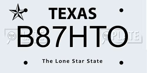 B87HTO Texas License Plate
