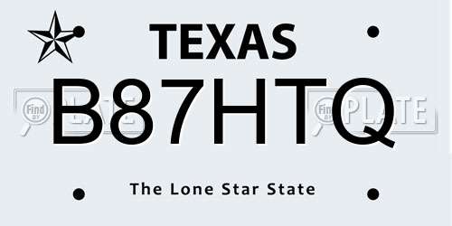 B87HTQ Texas License Plate