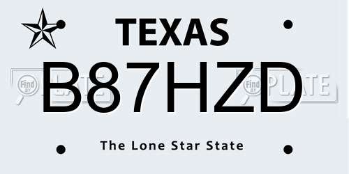 B87HZD Texas License Plate