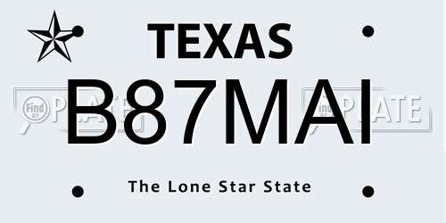 B87MAI Texas License Plate