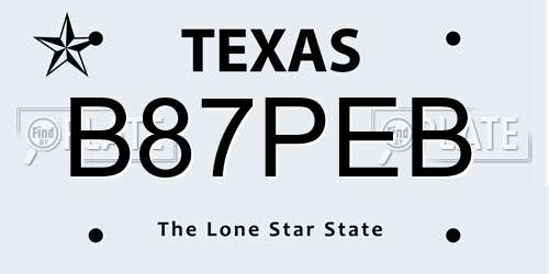 B87PEB Texas License Plate