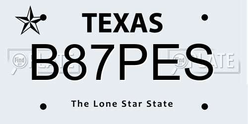 B87PES Texas License Plate