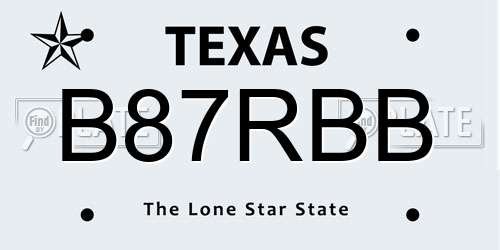 B87RBB Texas License Plate