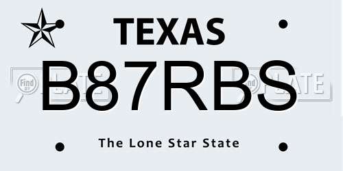 B87RBS Texas License Plate