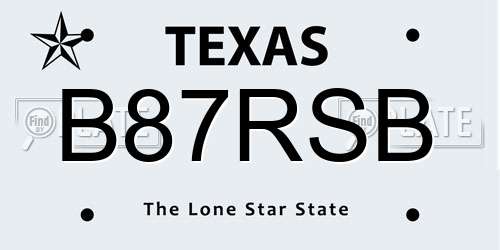 B87RSB Texas License Plate