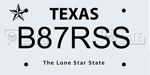 B87RSS Texas License Plate