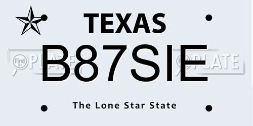 B87SIE Texas License Plate