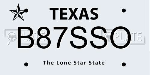 B87SSO Texas License Plate