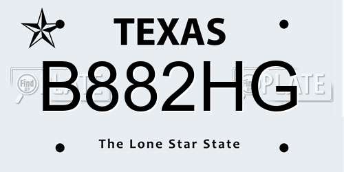 B882HG Texas License Plate