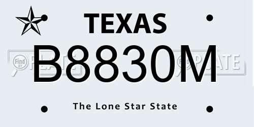 B8830M Texas License Plate