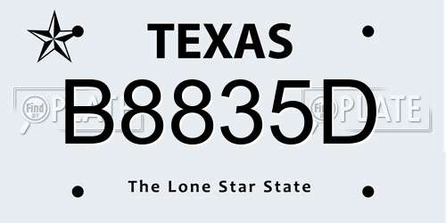 B8835D Texas License Plate