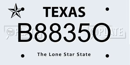 B8835O Texas License Plate