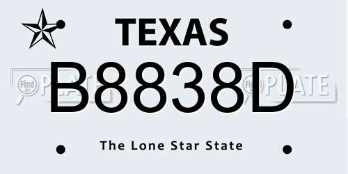 B8838D Texas License Plate