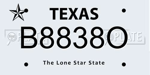 B8838O Texas License Plate
