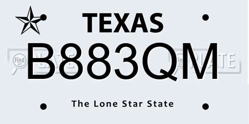 B883QM Texas License Plate
