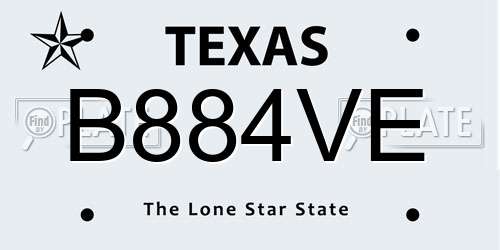 B884VE Texas License Plate