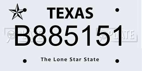 B885151 Texas License Plate