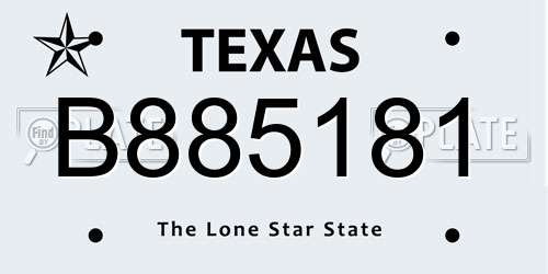 B885181 Texas License Plate