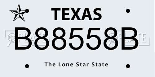 B88558B Texas License Plate