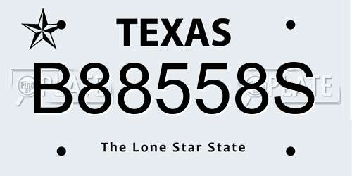 B88558S Texas License Plate