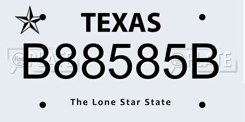 B88585B Texas License Plate