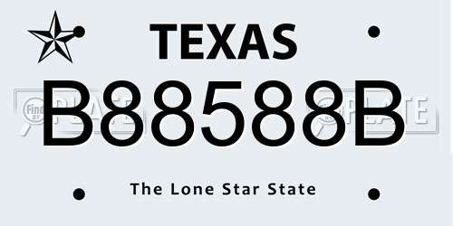 B88588B Texas License Plate