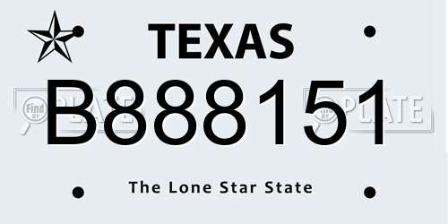 B888151 Texas License Plate